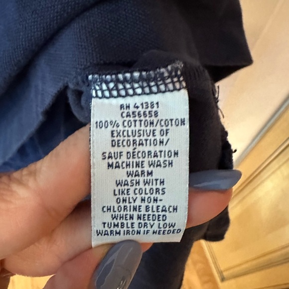 Polo Ralph Lauren Men's Dark Blue Polo Shirt with Red Logo EUC - Picture 4 of 5